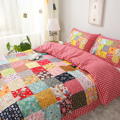 Couverture bébé patchwork en pur coton à motif à carreaux