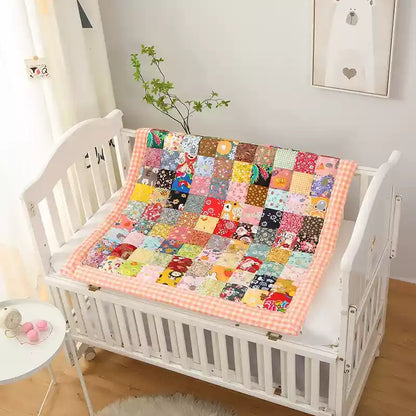 Couverture bébé patchwork en pur coton à motif à carreaux
