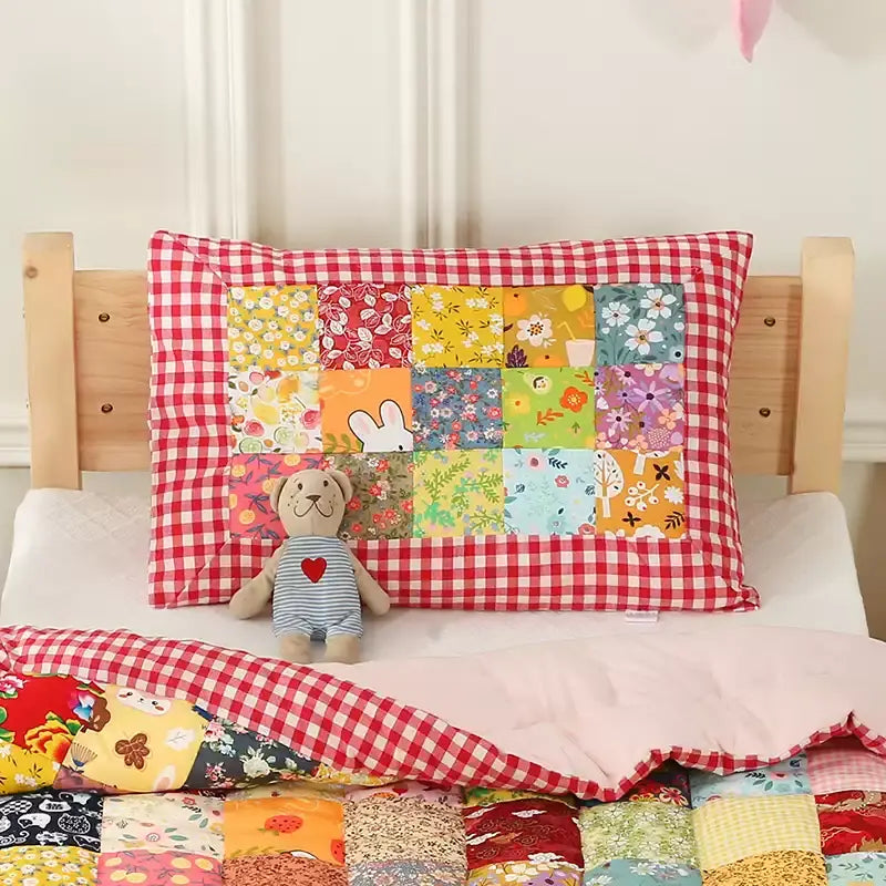 Taies d'oreiller en pur coton à motif floral à carreaux (2 pièces)
