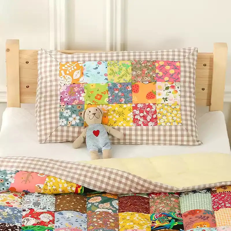 Taies d'oreiller en pur coton à motif floral à carreaux (2 pièces)