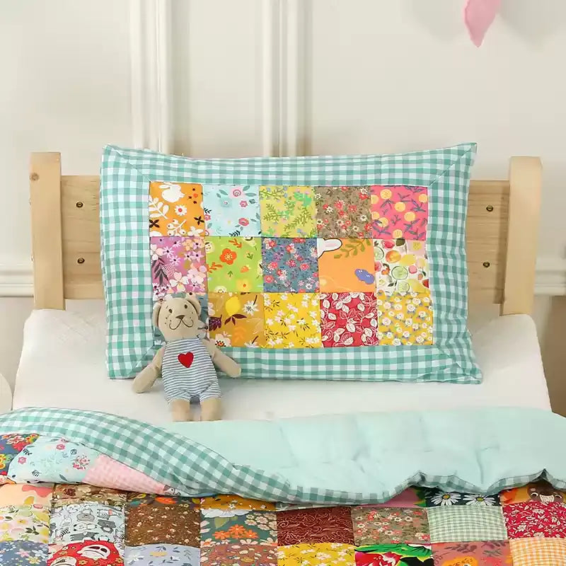 Taies d'oreiller en pur coton à motif floral à carreaux (2 pièces)
