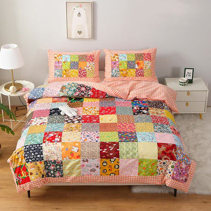 Couverture bébé patchwork en pur coton à motif à carreaux