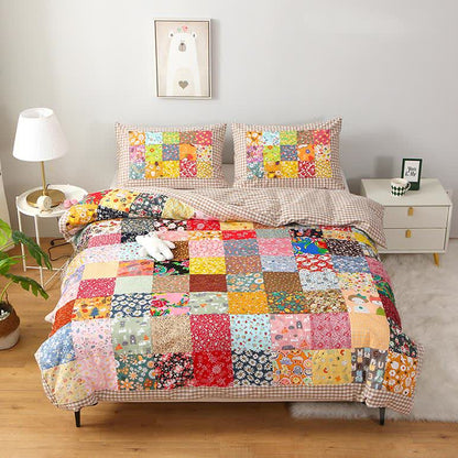 Couverture bébé patchwork en pur coton à motif à carreaux