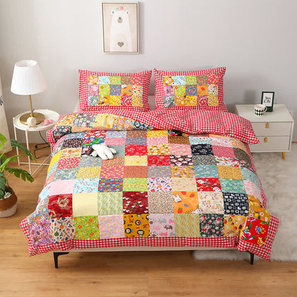 Couverture bébé patchwork en pur coton à motif à carreaux