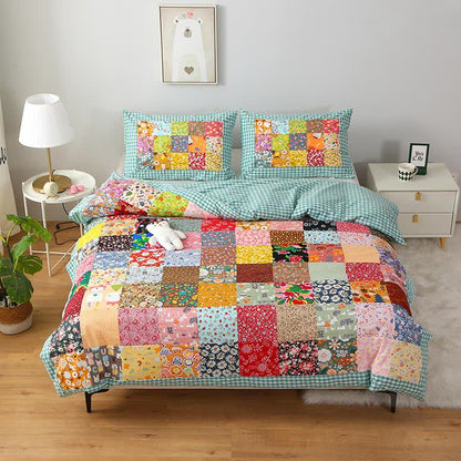 Couverture bébé patchwork en pur coton à motif à carreaux