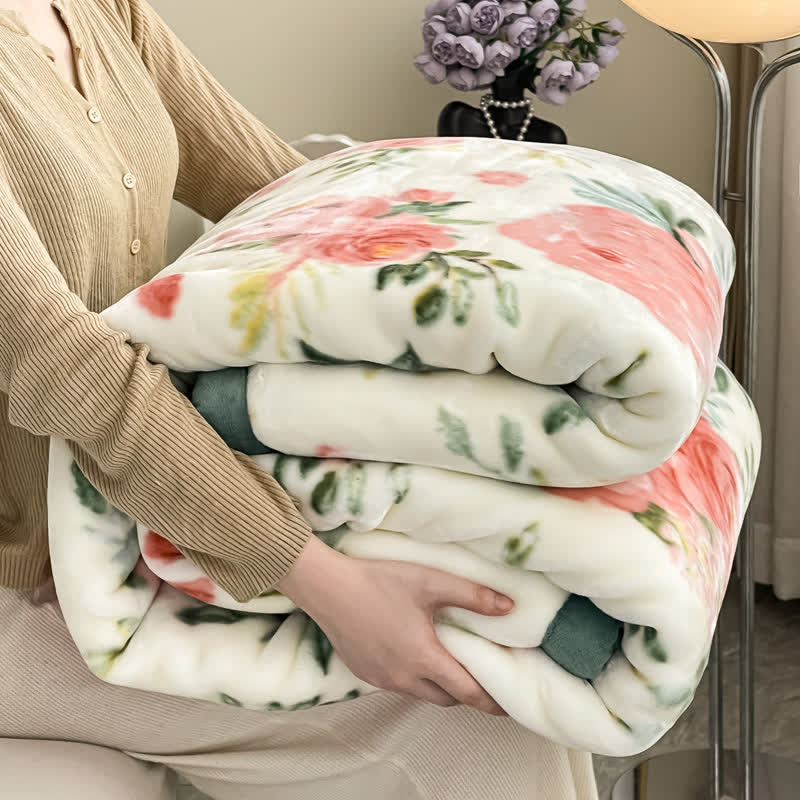 Couverture en flanelle réversible de style floral