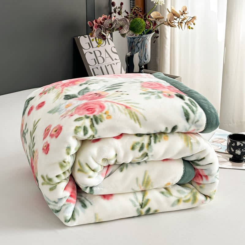 Couverture en flanelle réversible de style floral