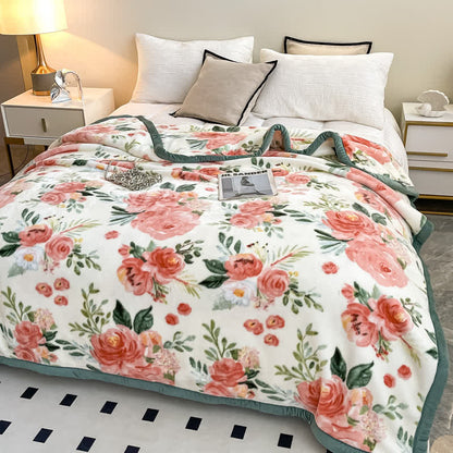 Couverture en flanelle réversible de style floral