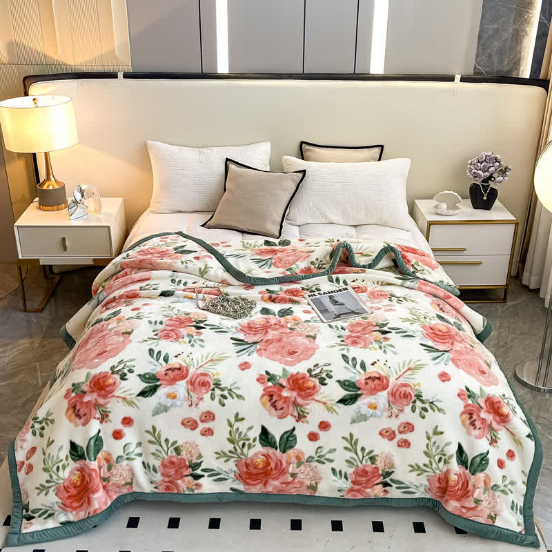 Couverture en flanelle réversible de style floral