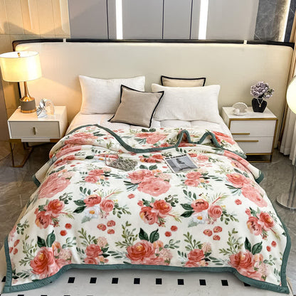 Couverture en flanelle réversible de style floral