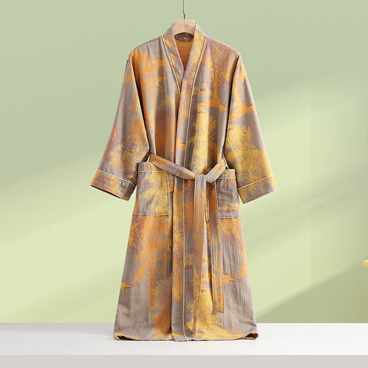 Peignoir kimono à manches longues en gaze de coton