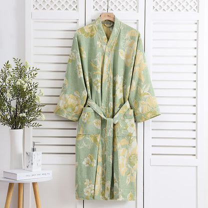 Peignoir élégant et doux en pur coton à motif floral