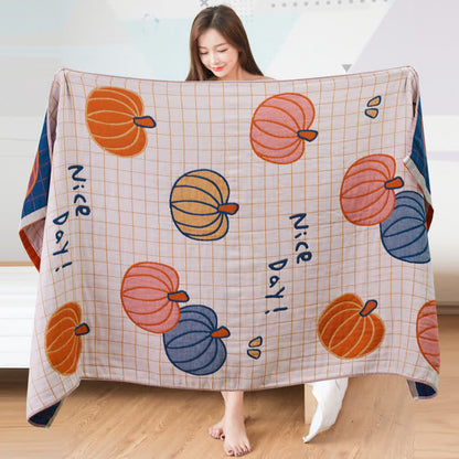 Serviette de bain en gaze de coton à motif citrouille Nice Day