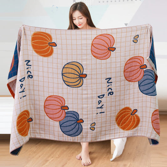 Serviette de bain en gaze de coton à motif citrouille Nice Day