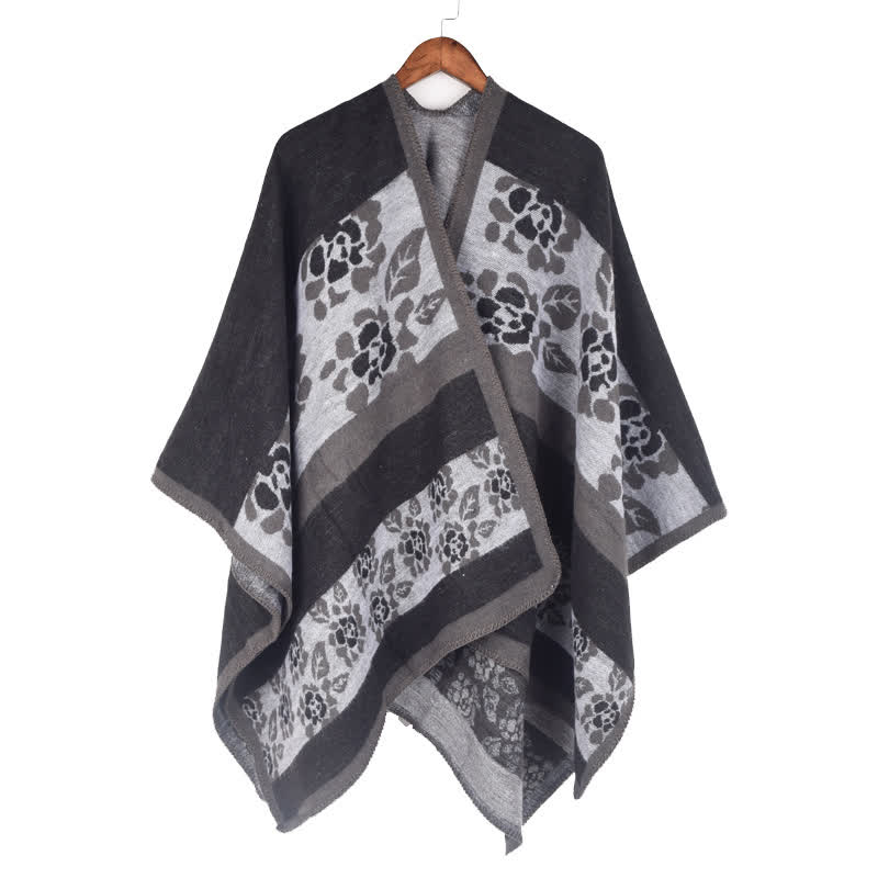 Cape châle acrylique à motif floral jacquard