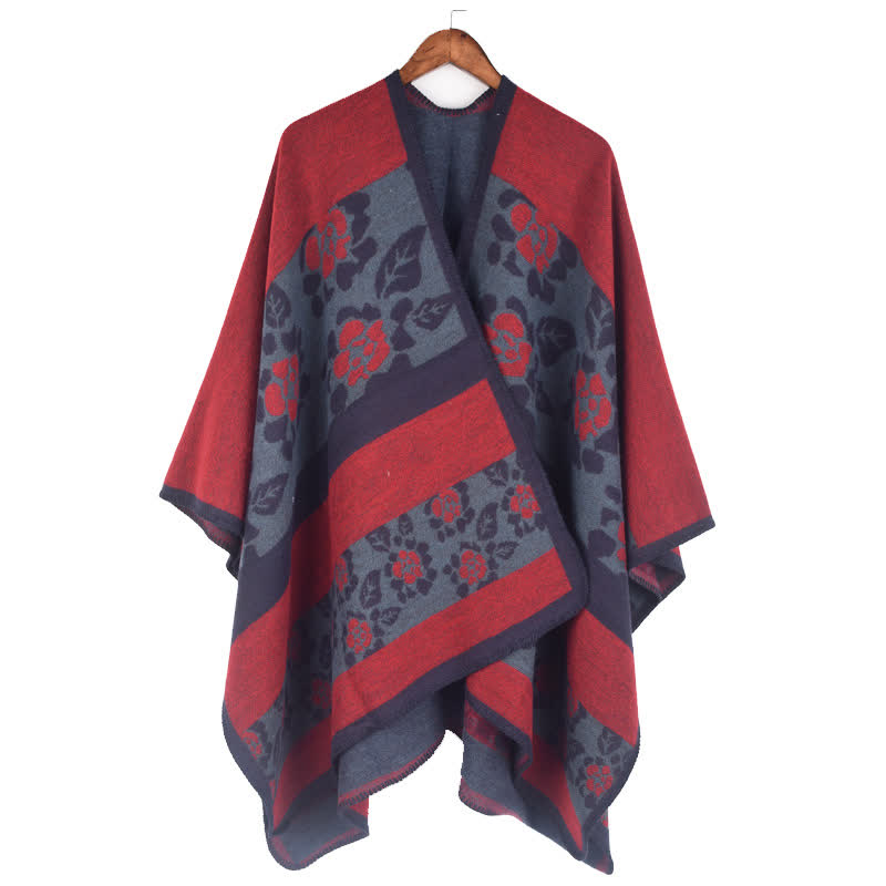 Cape châle acrylique à motif floral jacquard