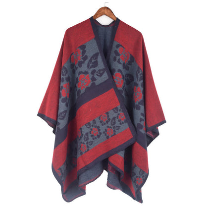Cape châle acrylique à motif floral jacquard