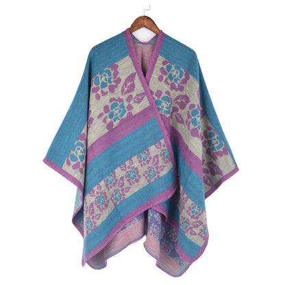 Cape châle acrylique à motif floral jacquard
