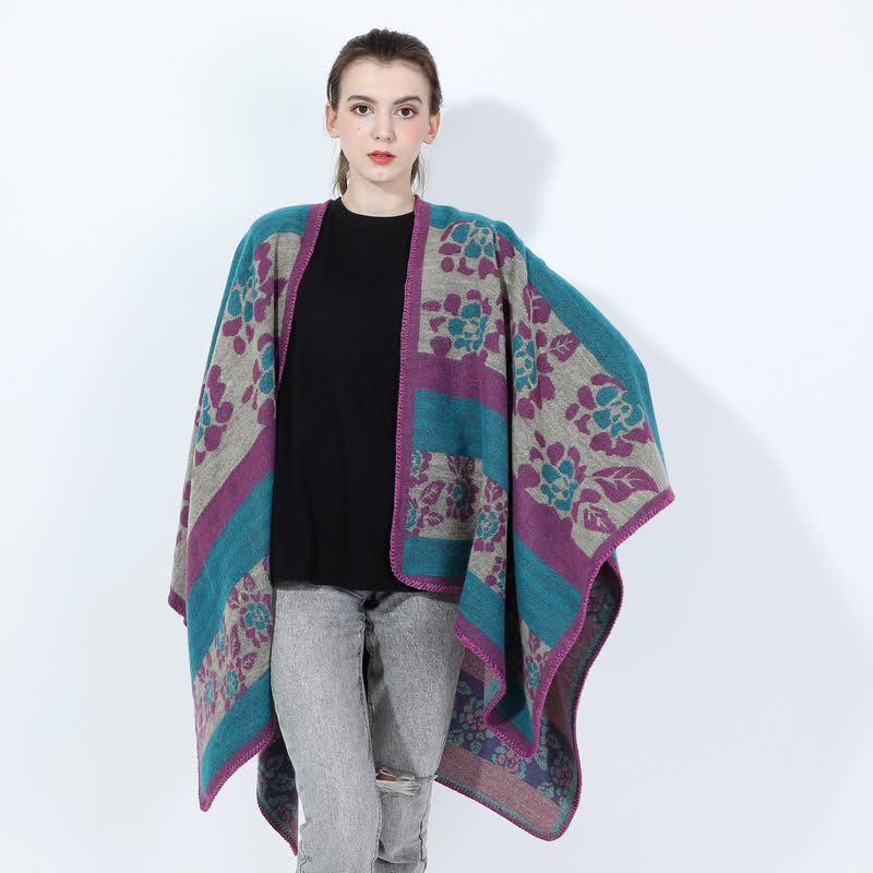 Cape châle acrylique à motif floral jacquard