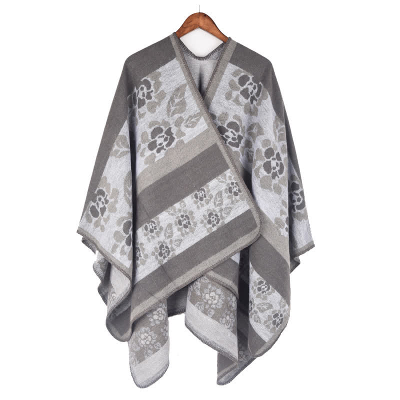 Cape châle acrylique à motif floral jacquard