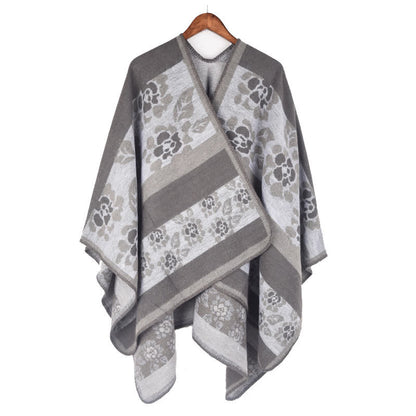 Cape châle acrylique à motif floral jacquard