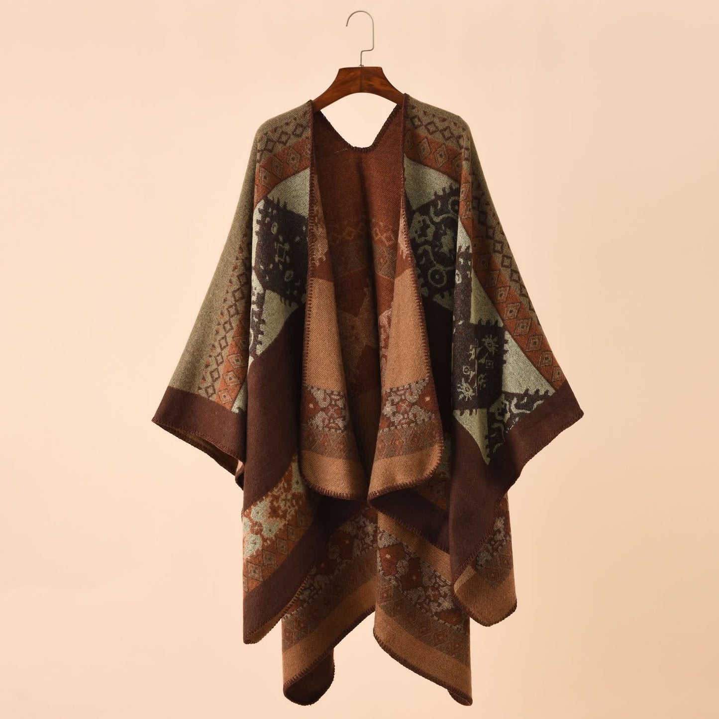 Cape châle douce de style rétro avec motif géométrique