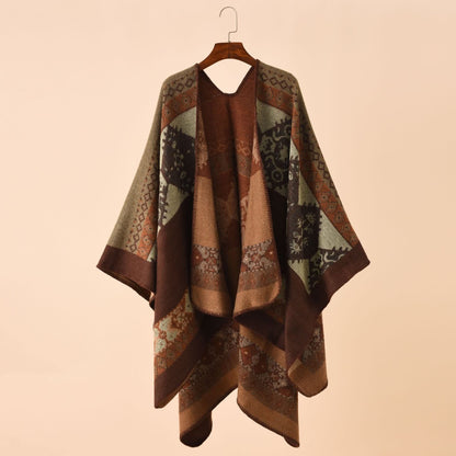 Cape châle douce de style rétro avec motif géométrique