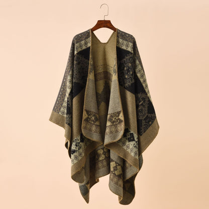 Cape châle douce de style rétro avec motif géométrique