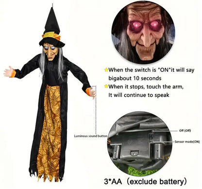 Jouet sonore lumineux en forme de fantôme de sorcière d'Halloween