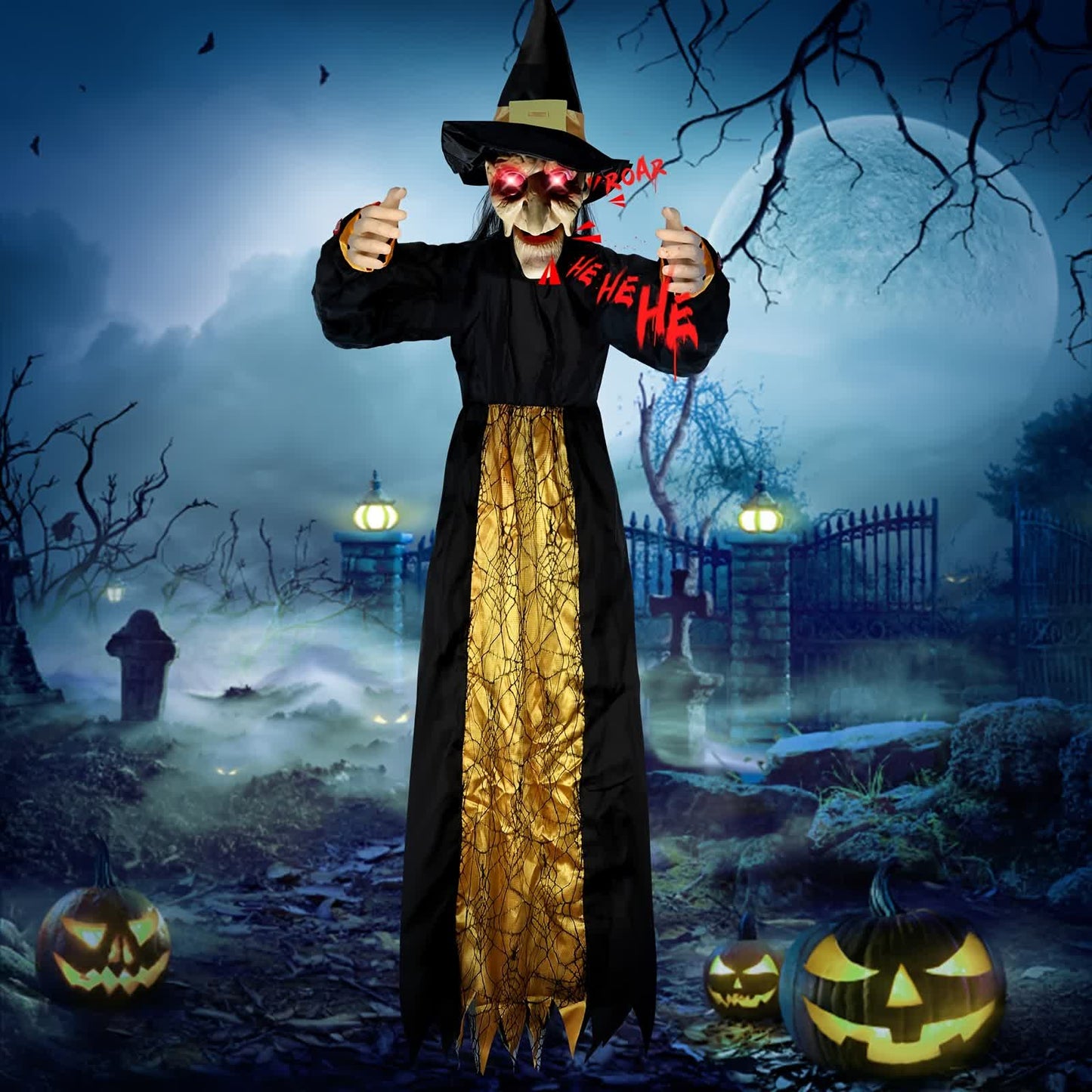 Jouet sonore lumineux en forme de fantôme de sorcière d'Halloween