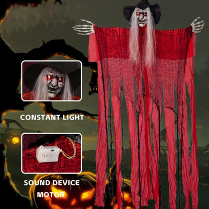 Décoration suspendue de sorcière lumineuse activée par la voix
