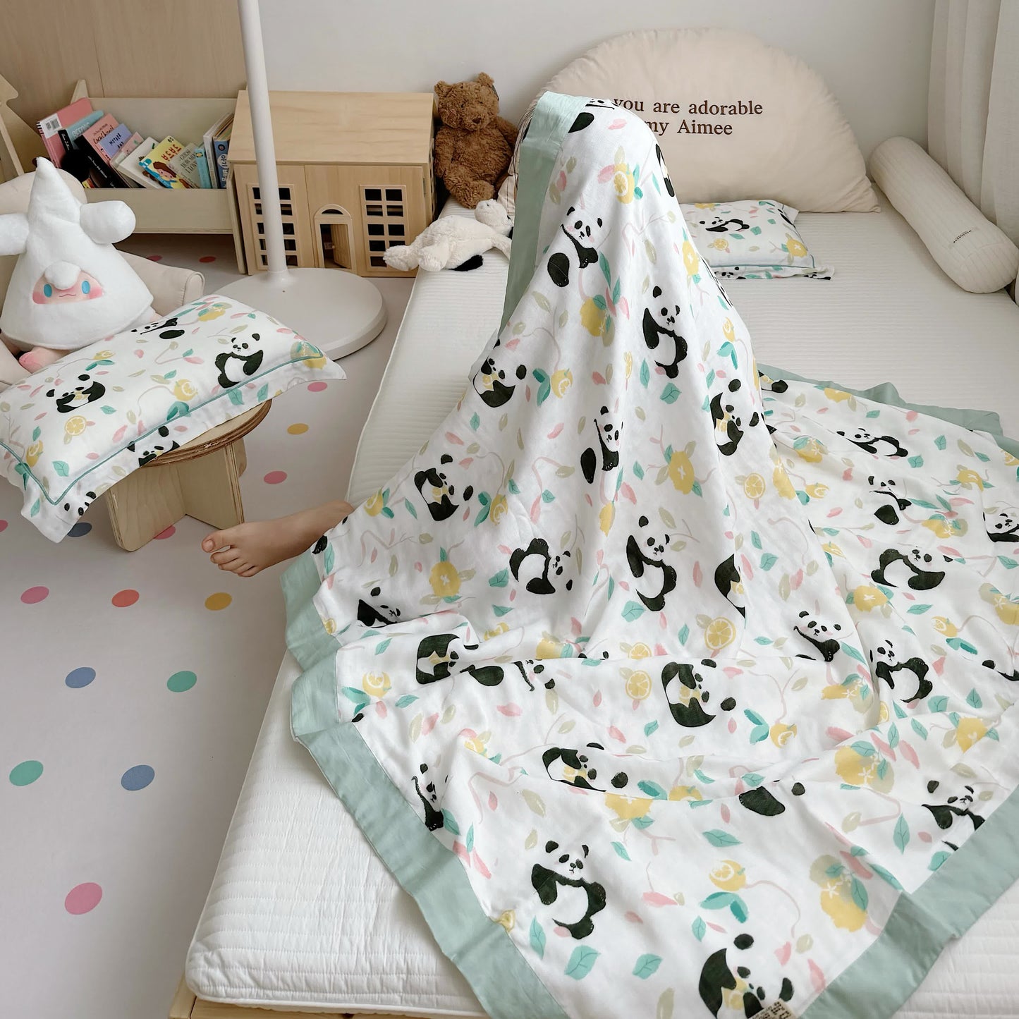 Couette panda en fibre de bambou pour bébés et tout-petits
