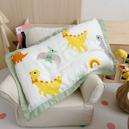 Couverture pour tout-petits en fibre de bambou motif dinosaure arc-en-ciel