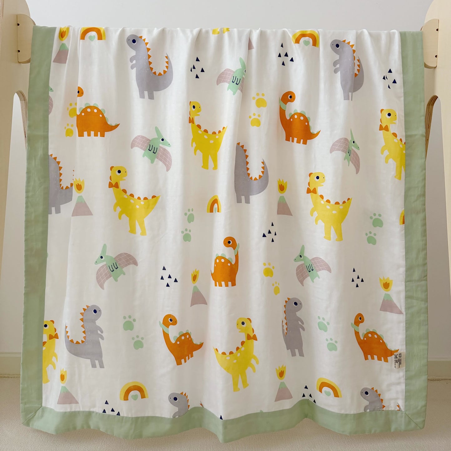 Couverture pour tout-petits en fibre de bambou motif dinosaure arc-en-ciel