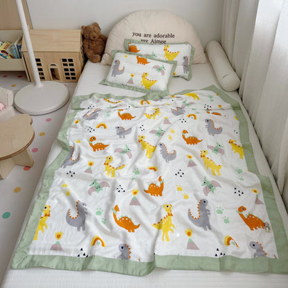 Couverture pour tout-petits en fibre de bambou motif dinosaure arc-en-ciel