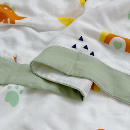 Couverture pour tout-petits en fibre de bambou motif dinosaure arc-en-ciel