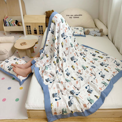 Couette en fibre de bambou à motif de camion de dessin animé pour tout-petits