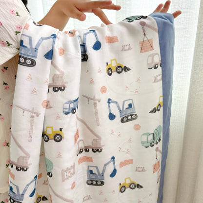 Couette en fibre de bambou à motif de camion de dessin animé pour tout-petits