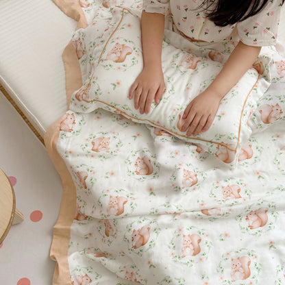 Couette en fibre de bambou motif écureuil pour bébés et tout-petits
