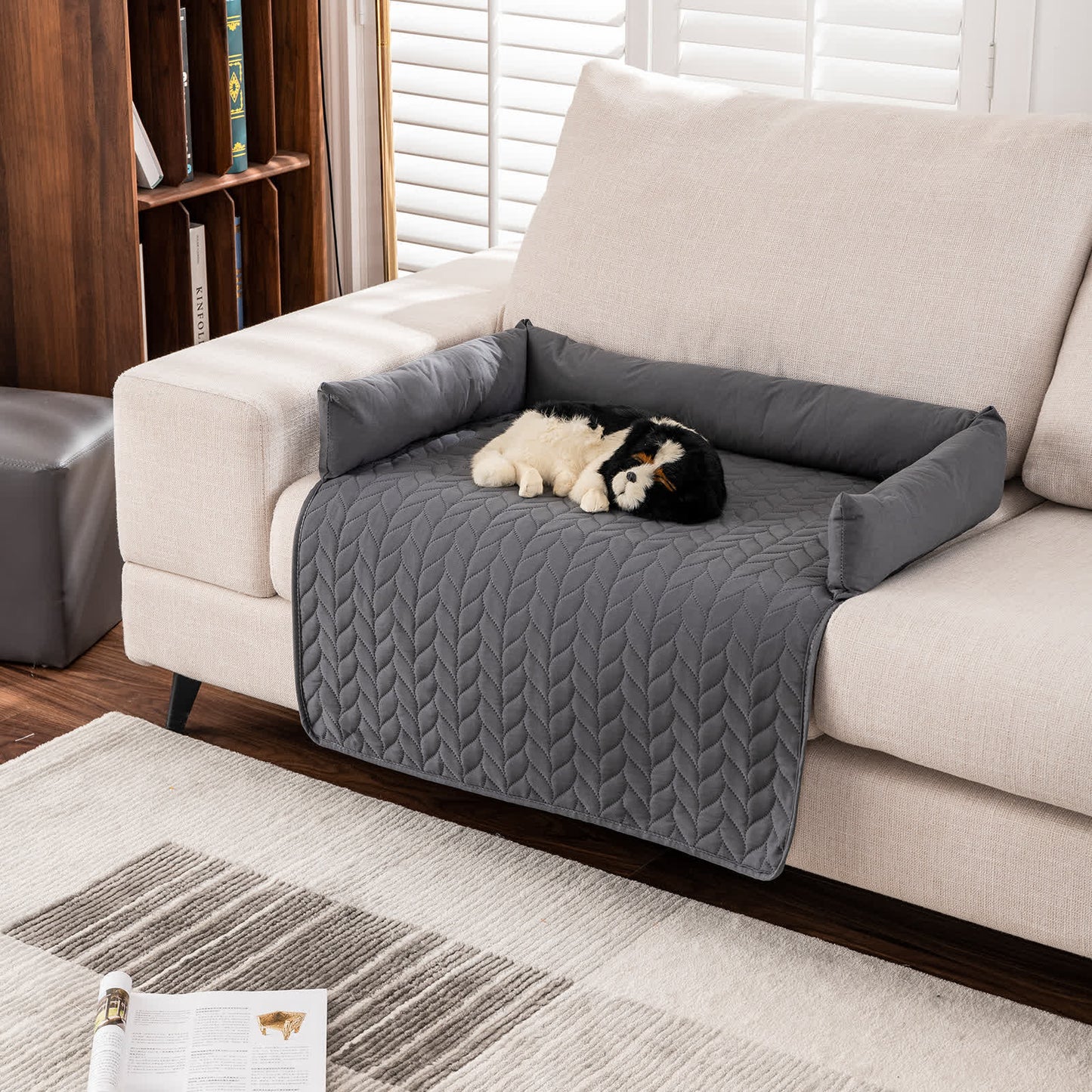 Protection de meubles de couleur unie pour lit pour animaux de compagnie