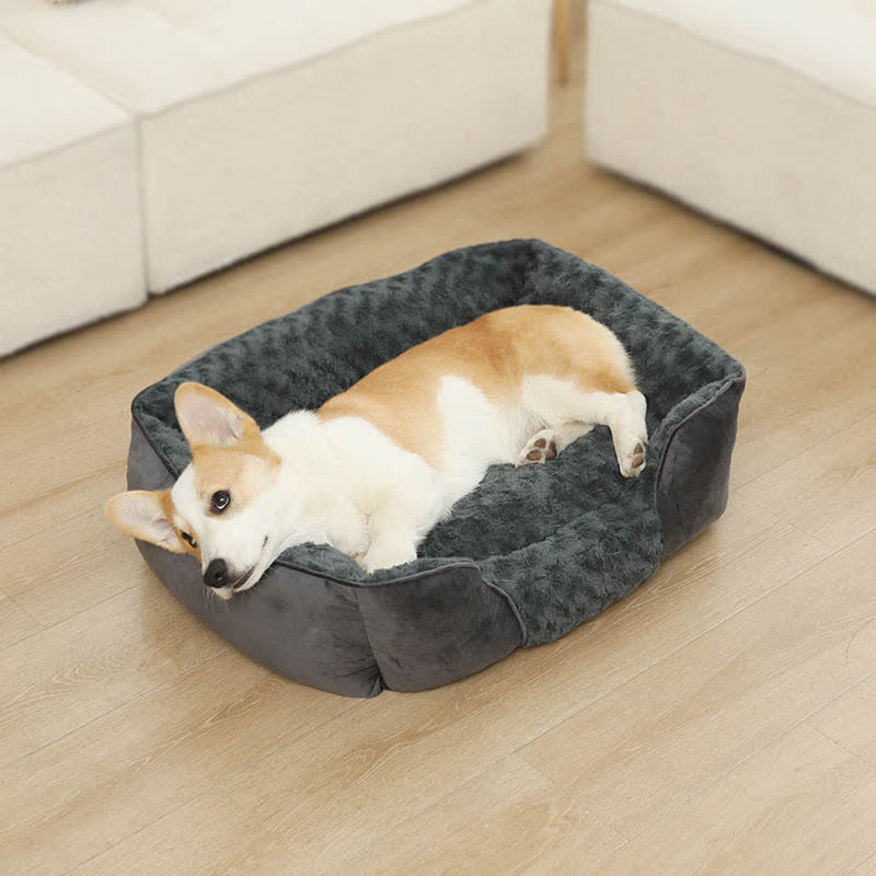 Lit pour animaux de compagnie en polaire chaude semi-fermée