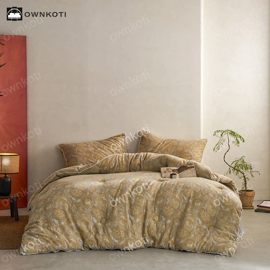 Couette chaude en coton jacquard à motif floral vintage