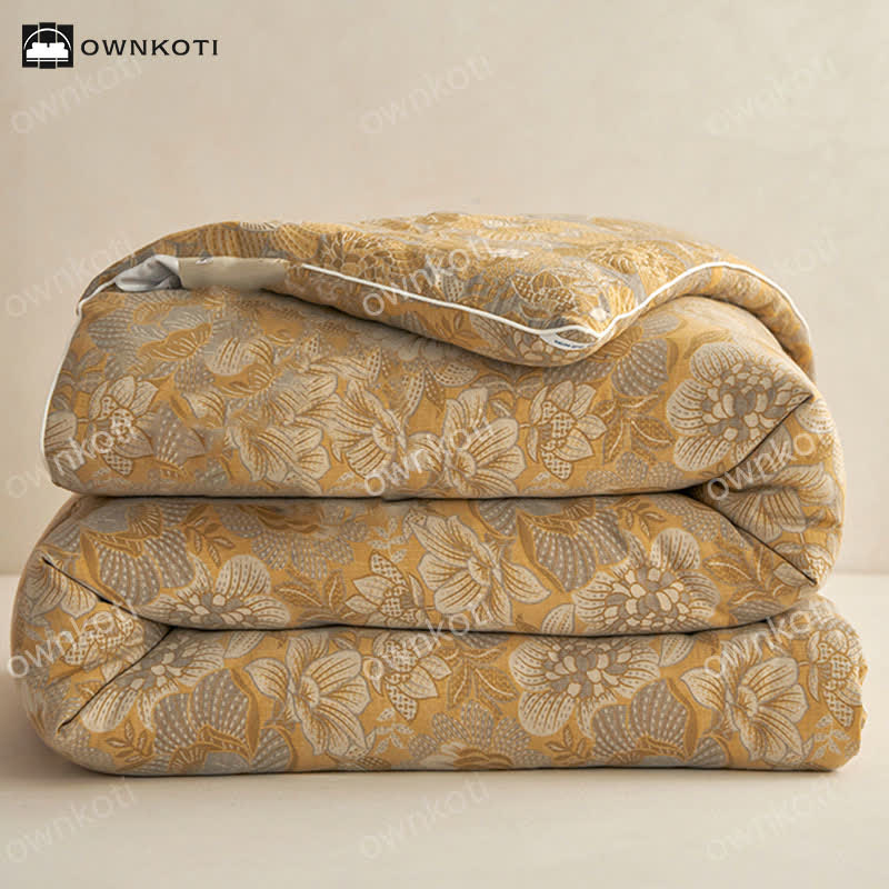 Couette chaude en coton jacquard à motif floral vintage