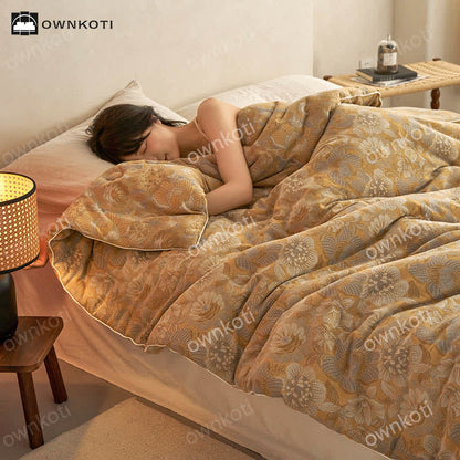 Couette chaude en coton jacquard à motif floral vintage