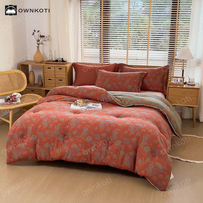 Couverture chaude en coton au style jacquard floral rétro