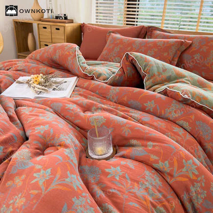 Couverture chaude en coton au style jacquard floral rétro