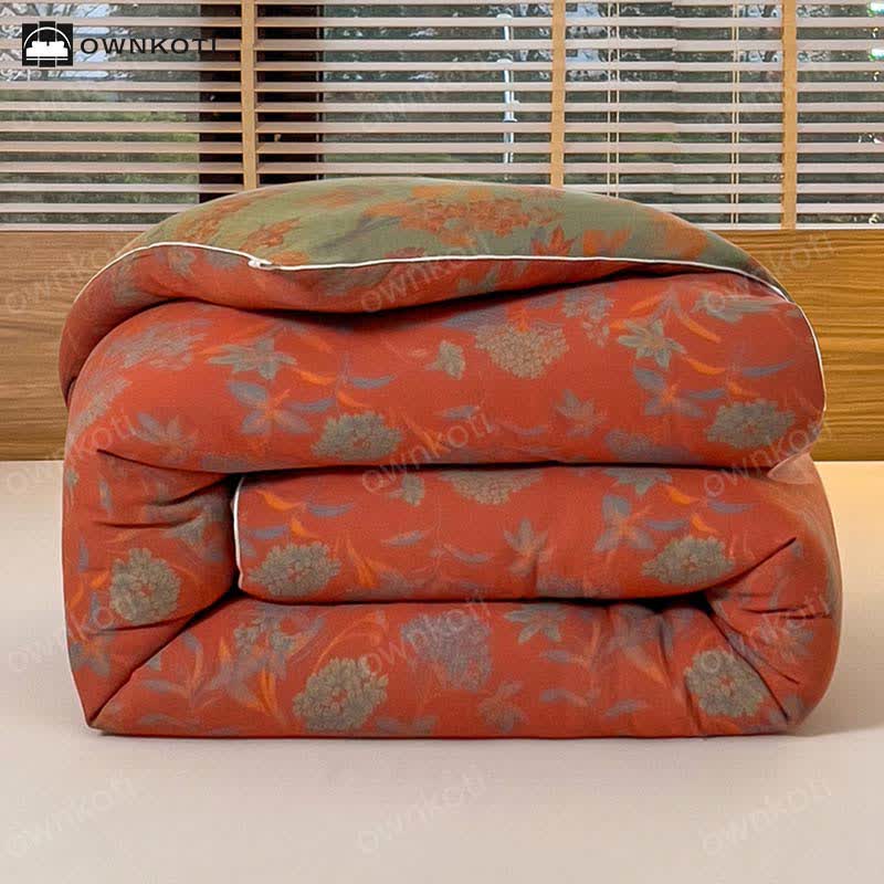 Couverture chaude en coton au style jacquard floral rétro