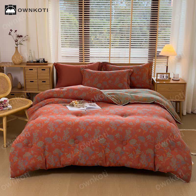 Couverture chaude en coton au style jacquard floral rétro