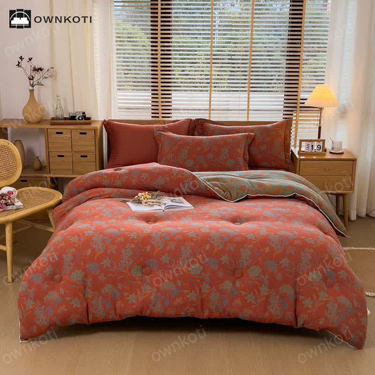 Couverture chaude en coton au style jacquard floral rétro