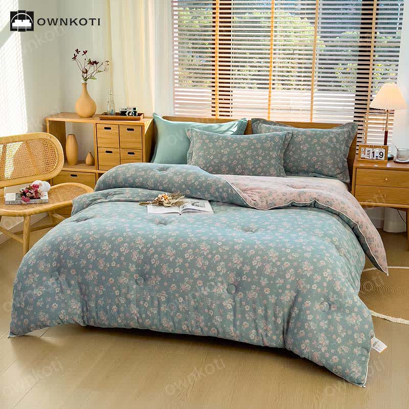 Couette en coton Jacquard Refresh à motif floral